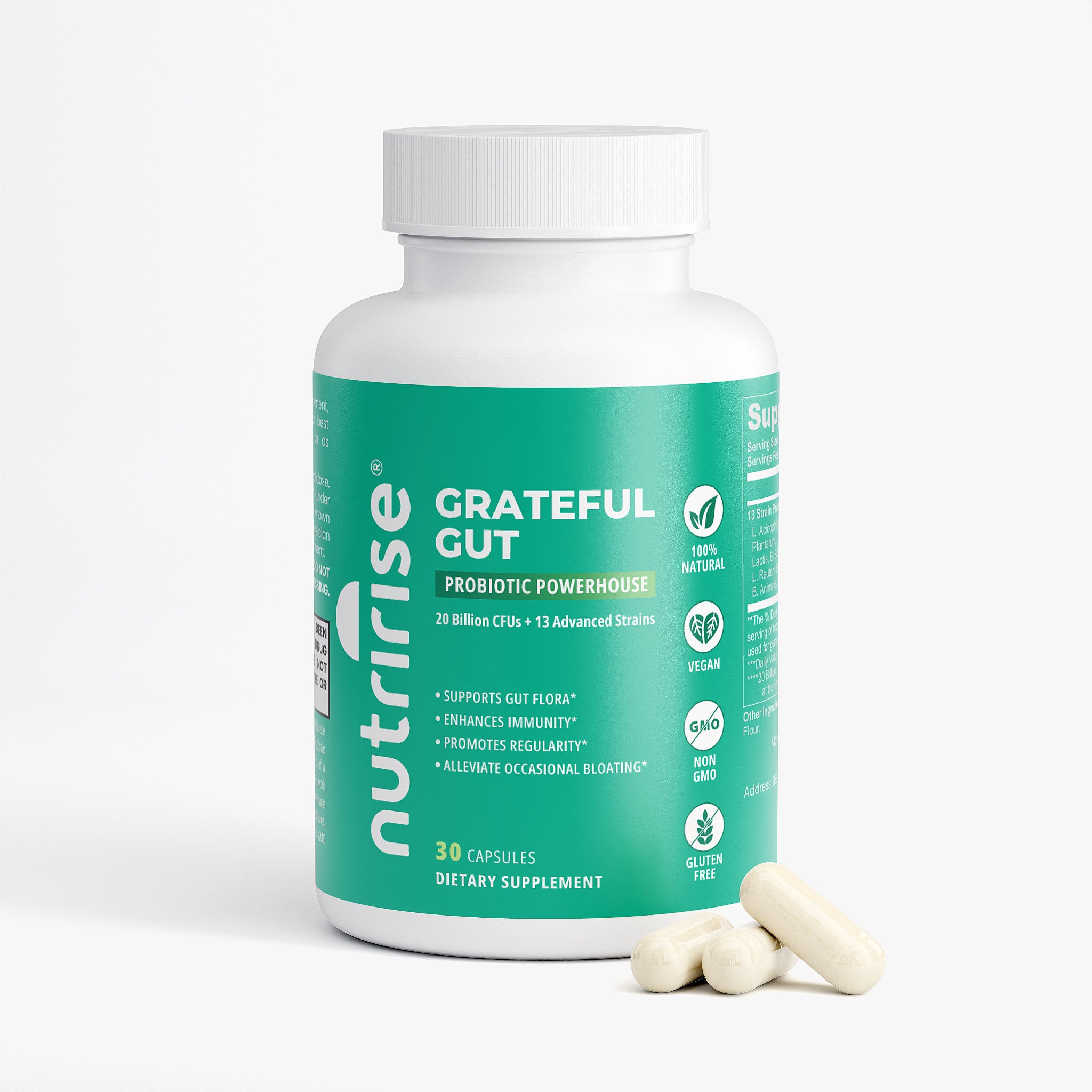 Grateful Gut Probiotic Powerhouse: 20 Billion CFUs + 13 Advanced Strains