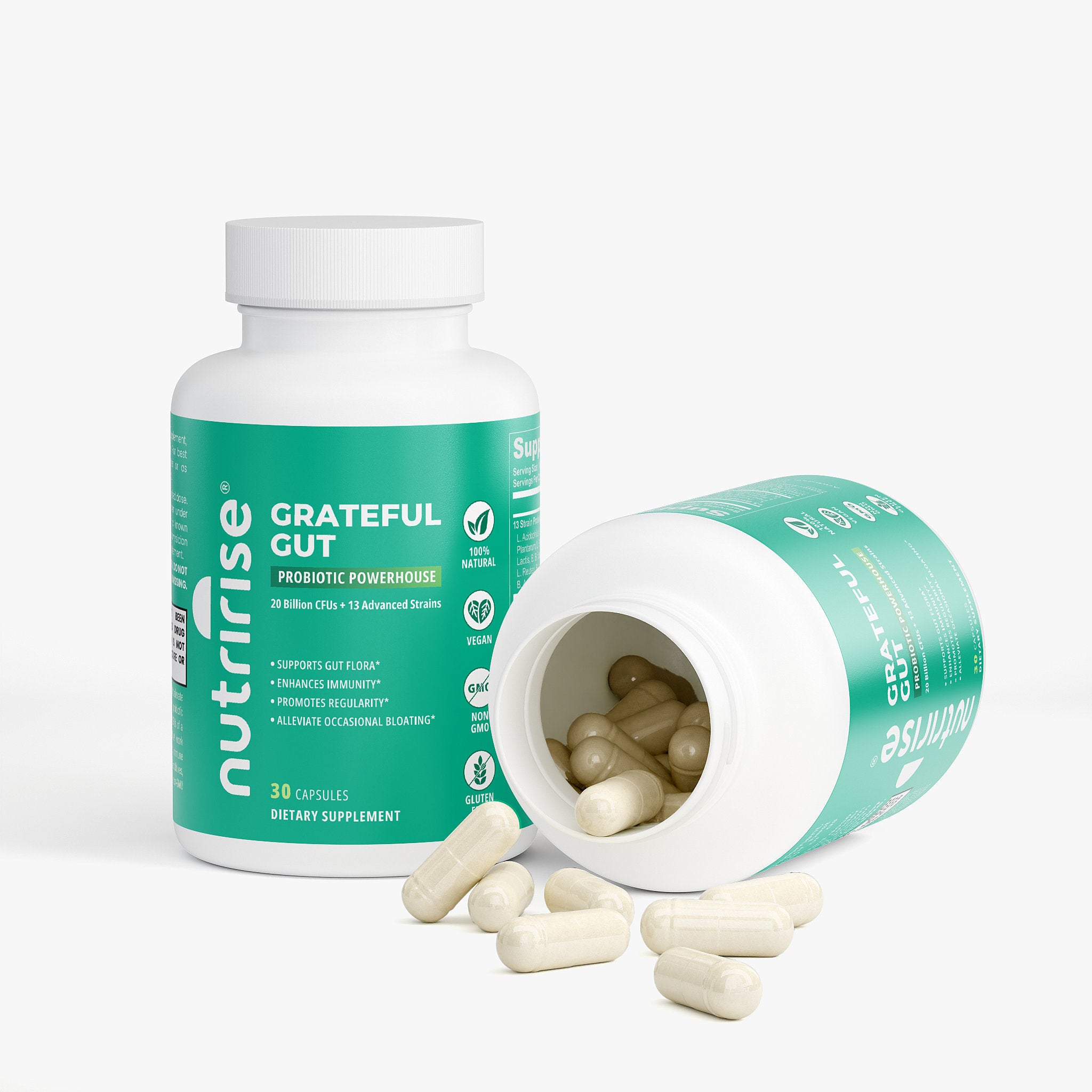 Grateful Gut Probiotic Powerhouse: 20 Billion CFUs + 13 Advanced Strains