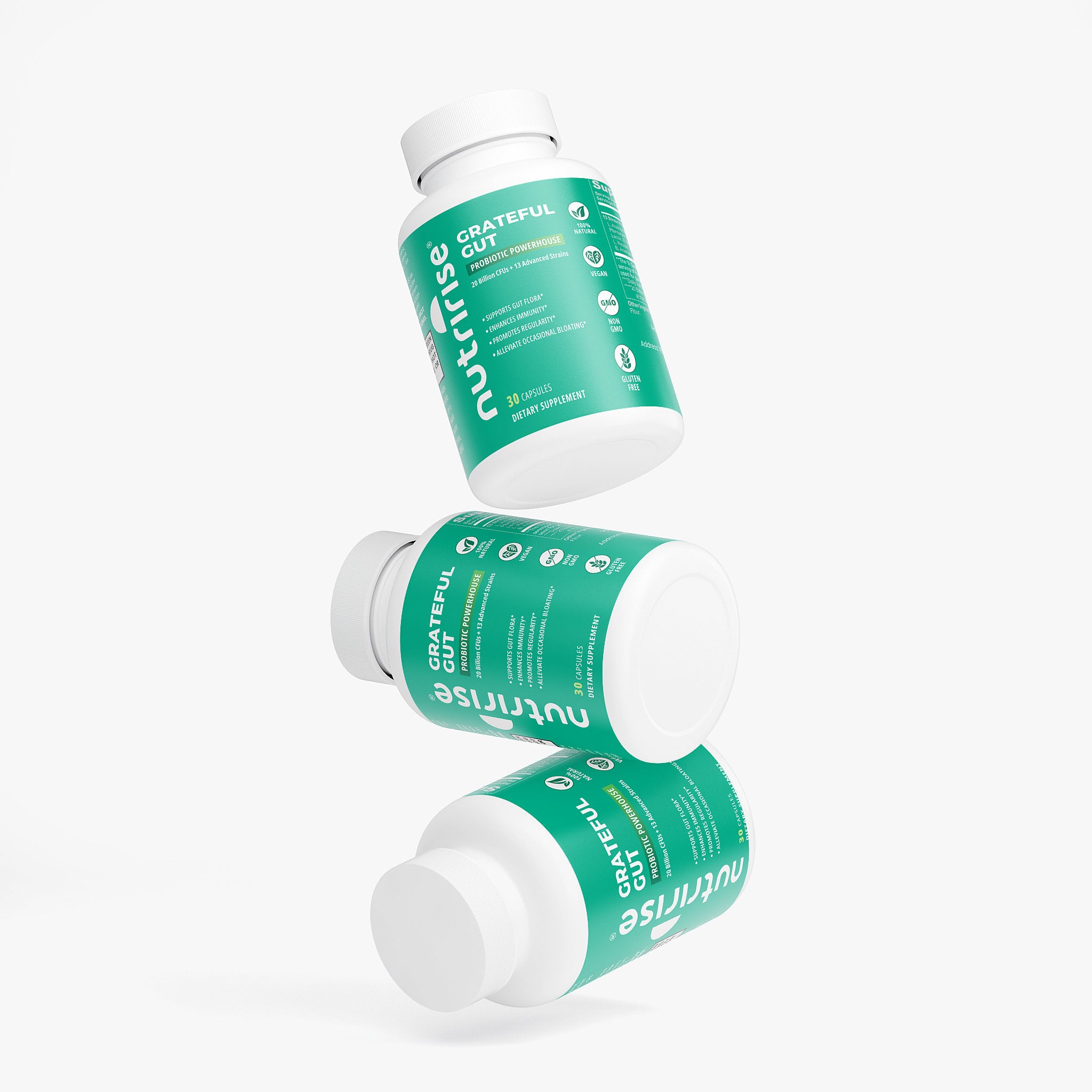 Grateful Gut Probiotic Powerhouse: 20 Billion CFUs + 13 Advanced Strains