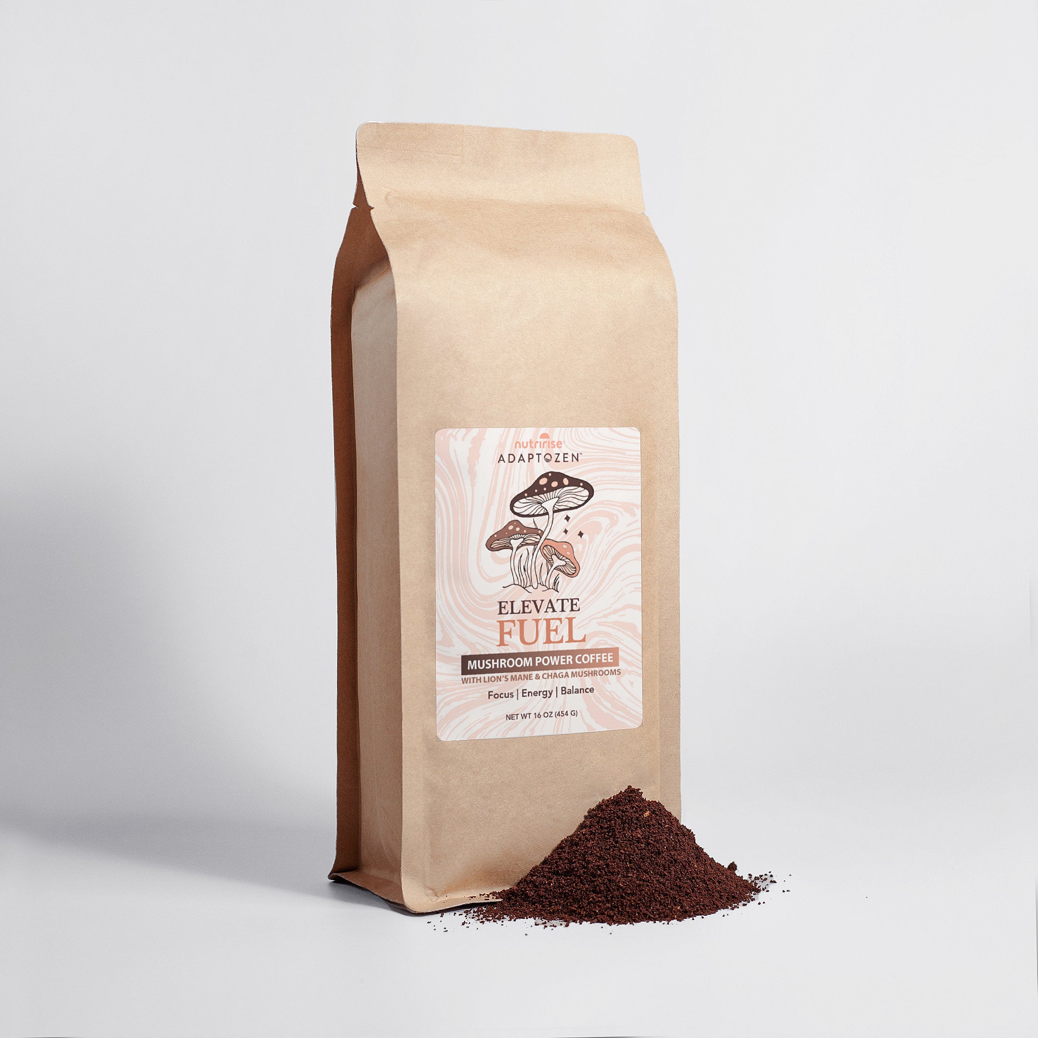 AdaptoZen Elevate Fuel – Premium Mushroom Coffee 16oz