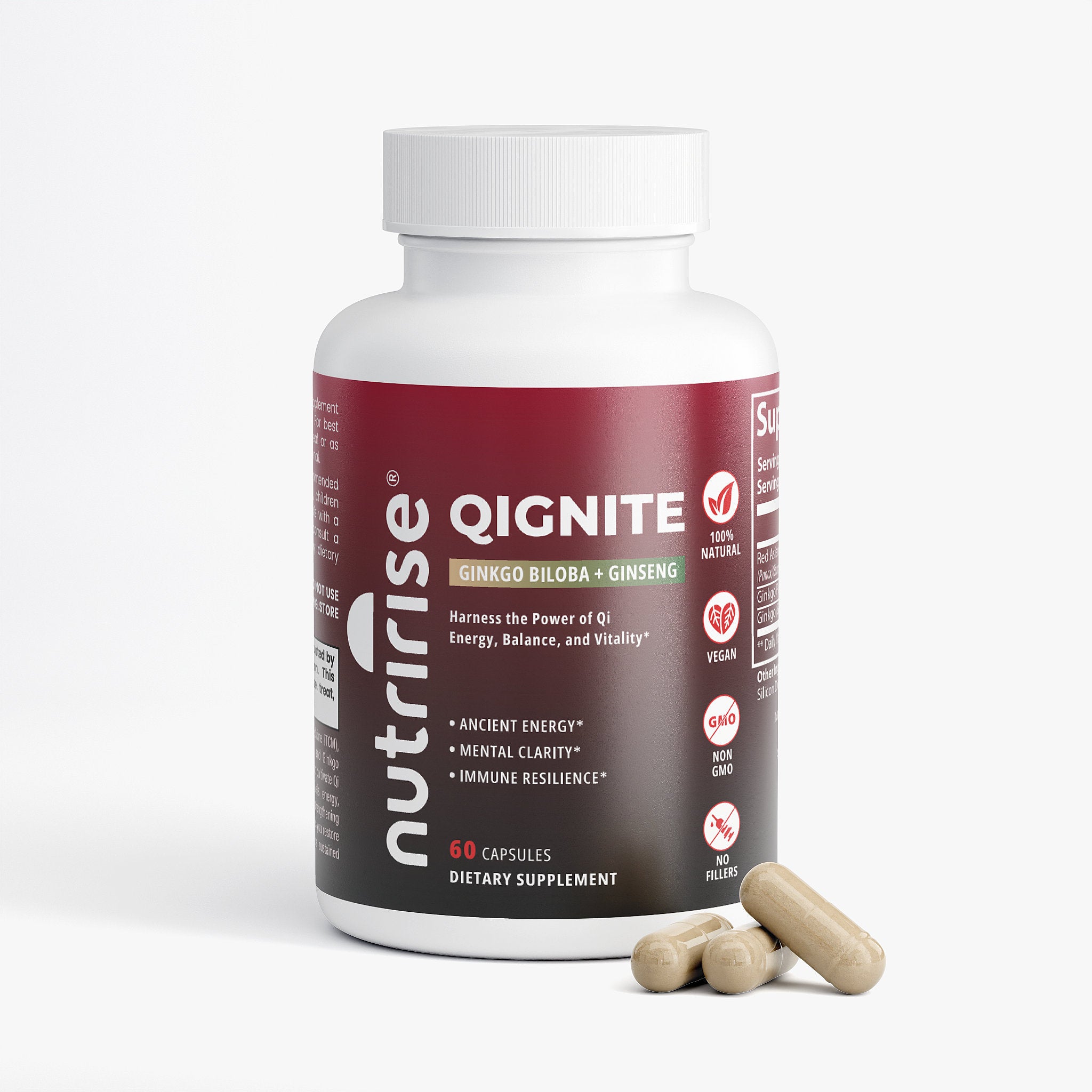 NutriRise QIgnite | TCM-Inspired Ginseng & Ginkgo | Qi Energy, Focus & Immunity