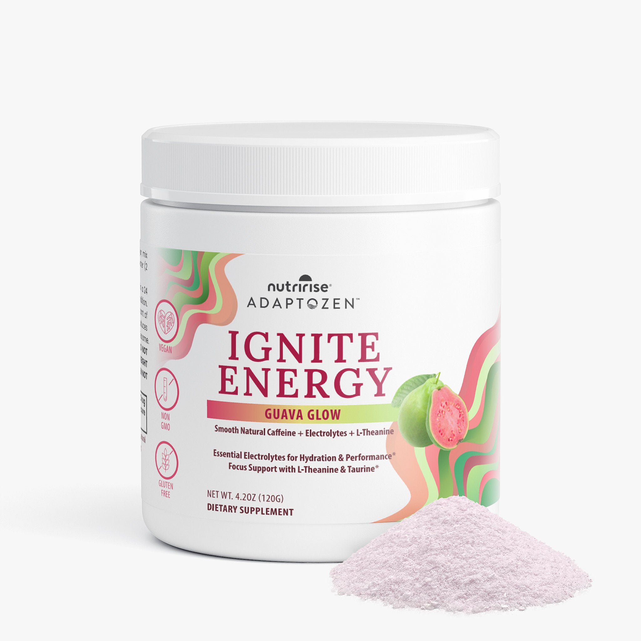 AdaptoZen Ignite Energy | Guava Glow | Clean Pre-Workout with Green Tea Caffeine, L-Theanine & Electrolytes