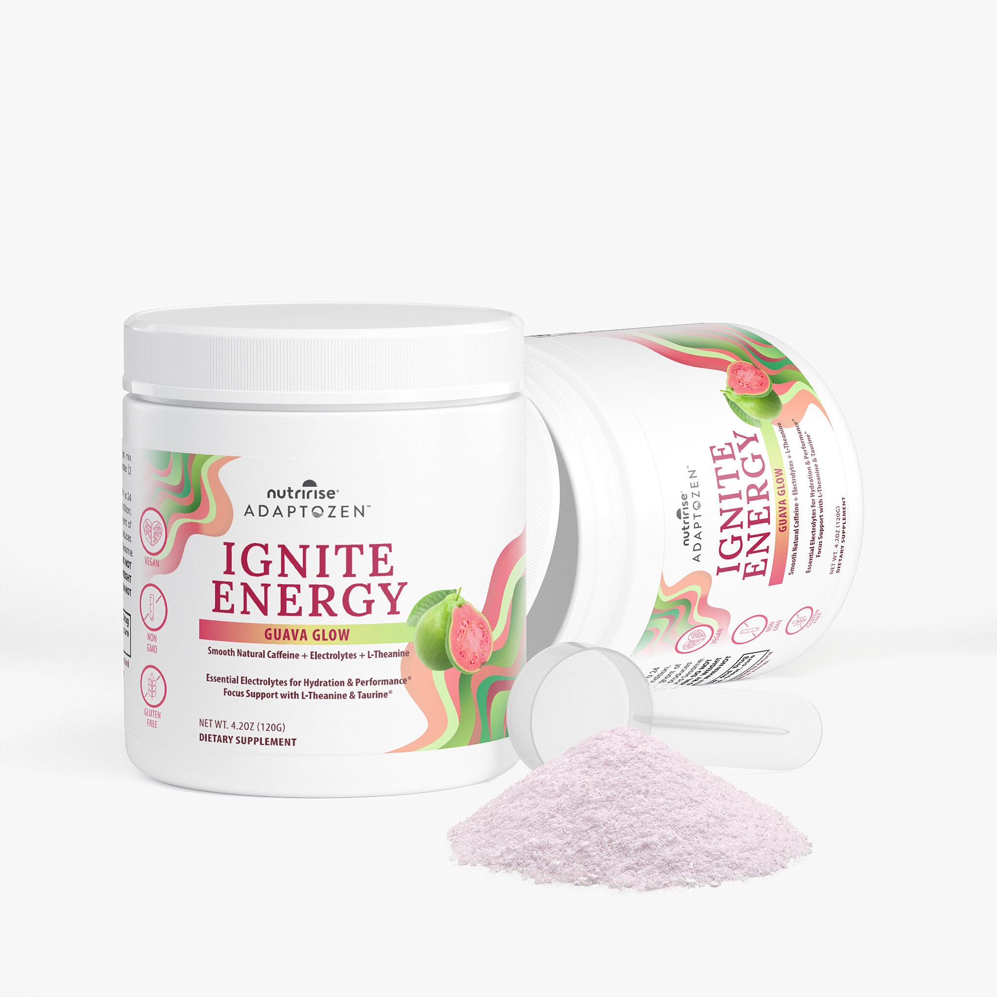 AdaptoZen Ignite Energy | Guava Glow | Clean Pre-Workout with Green Tea Caffeine, L-Theanine & Electrolytes