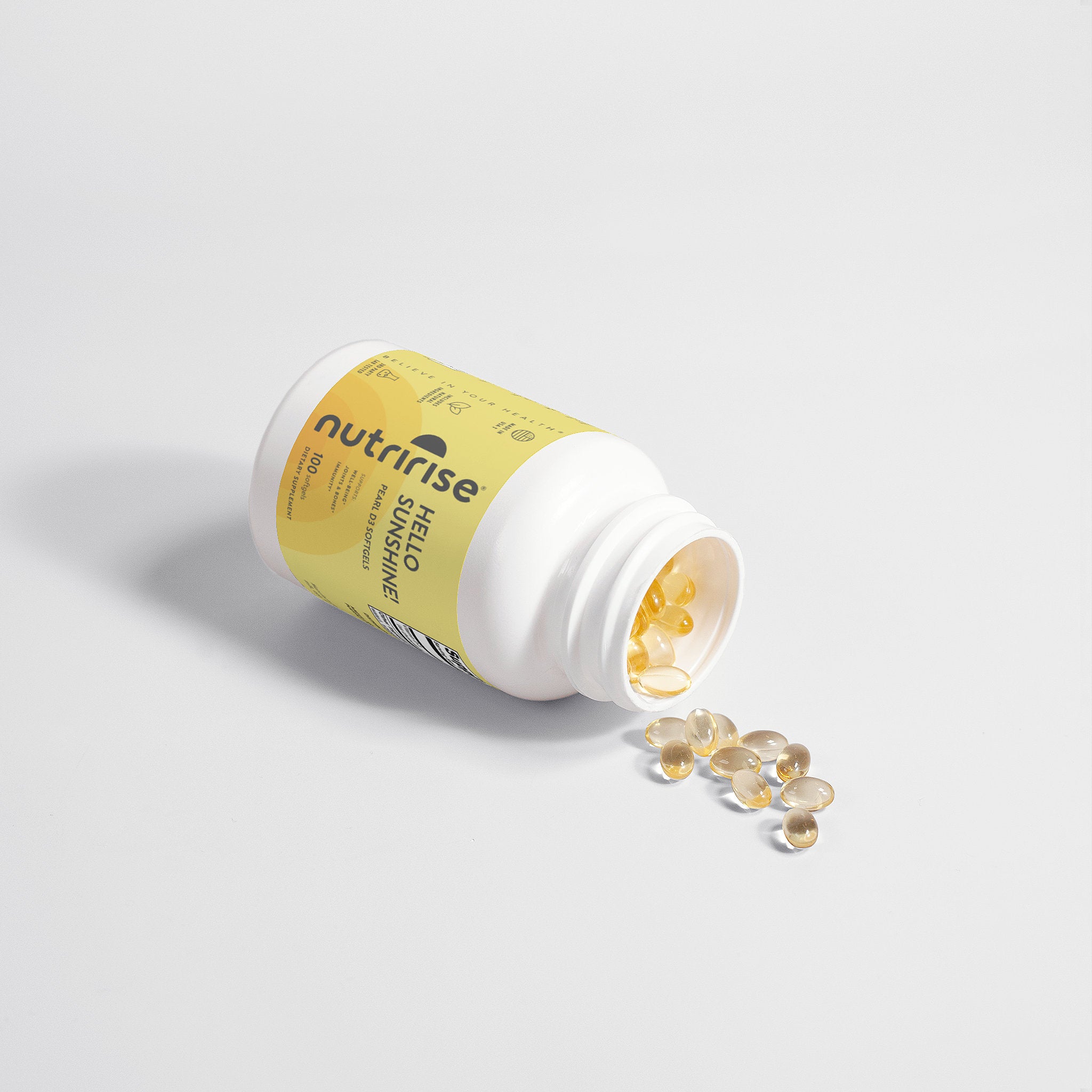 NutriRise D3 Softgels | 2000 IU Vitamin D3 | Immune, Bone & Mood Support