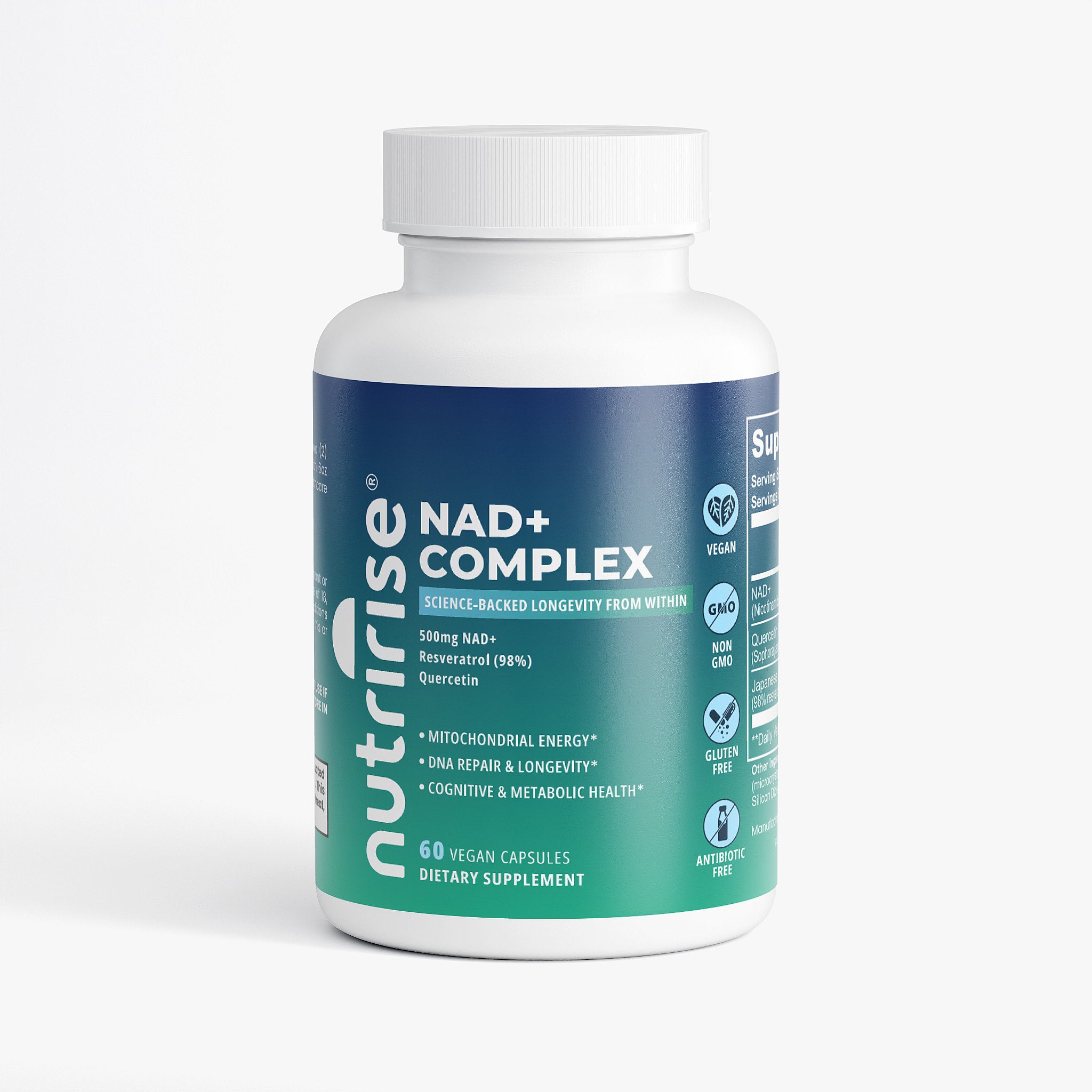 NutriRise NAD+ Complex | Anti-Aging Cellular Support | NAD+, Resveratrol, Quercetin & Mitochondrial Repair