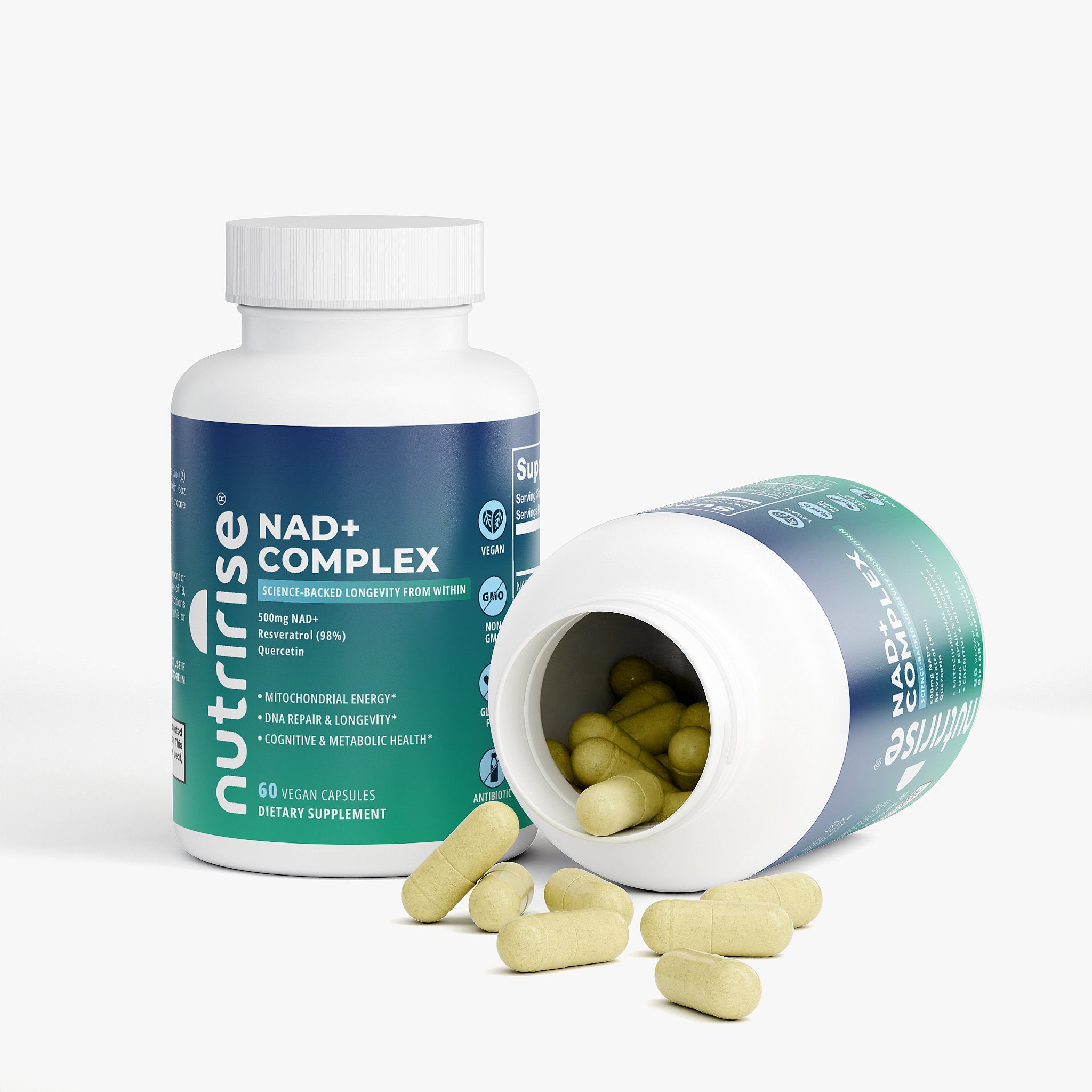NutriRise NAD+ Complex | Anti-Aging Cellular Support | NAD+, Resveratrol, Quercetin & Mitochondrial Repair