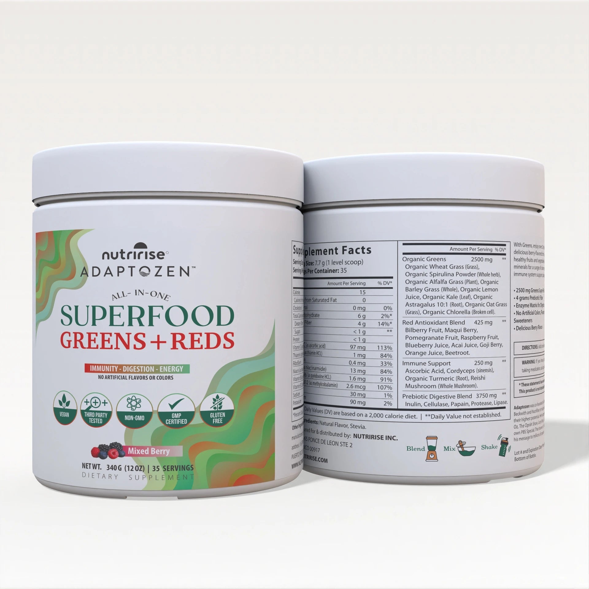 Adaptozen All-In-One Superfood Greens + Reds | Supports Immunity, Digestion & Energy