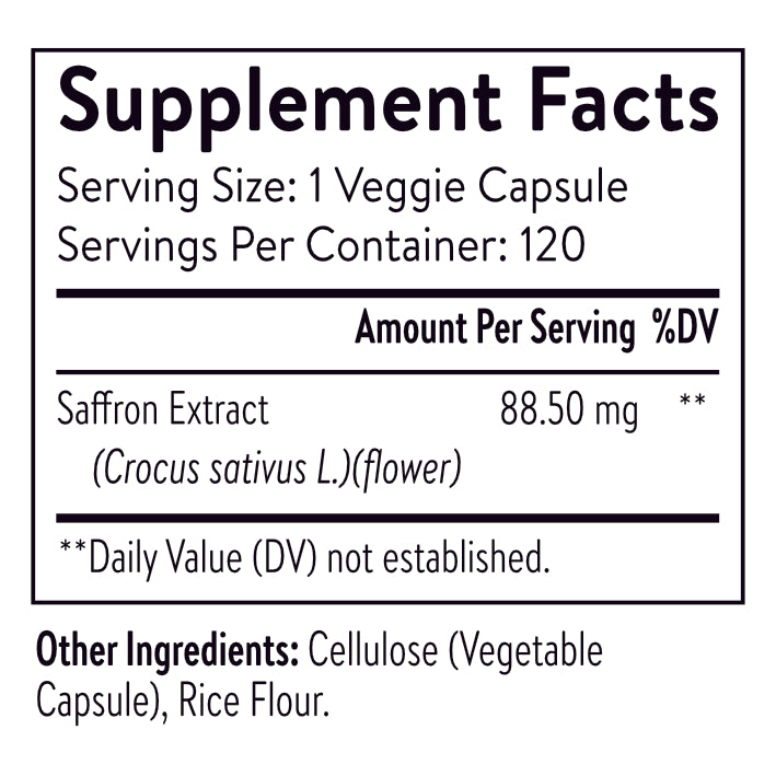 NutriRise Saffron Supplement 88.5 mg – 120 Capsules – Clinically Studied Saffron Extract for Mood, Energy, Calm & Sleep Support – Craving Control