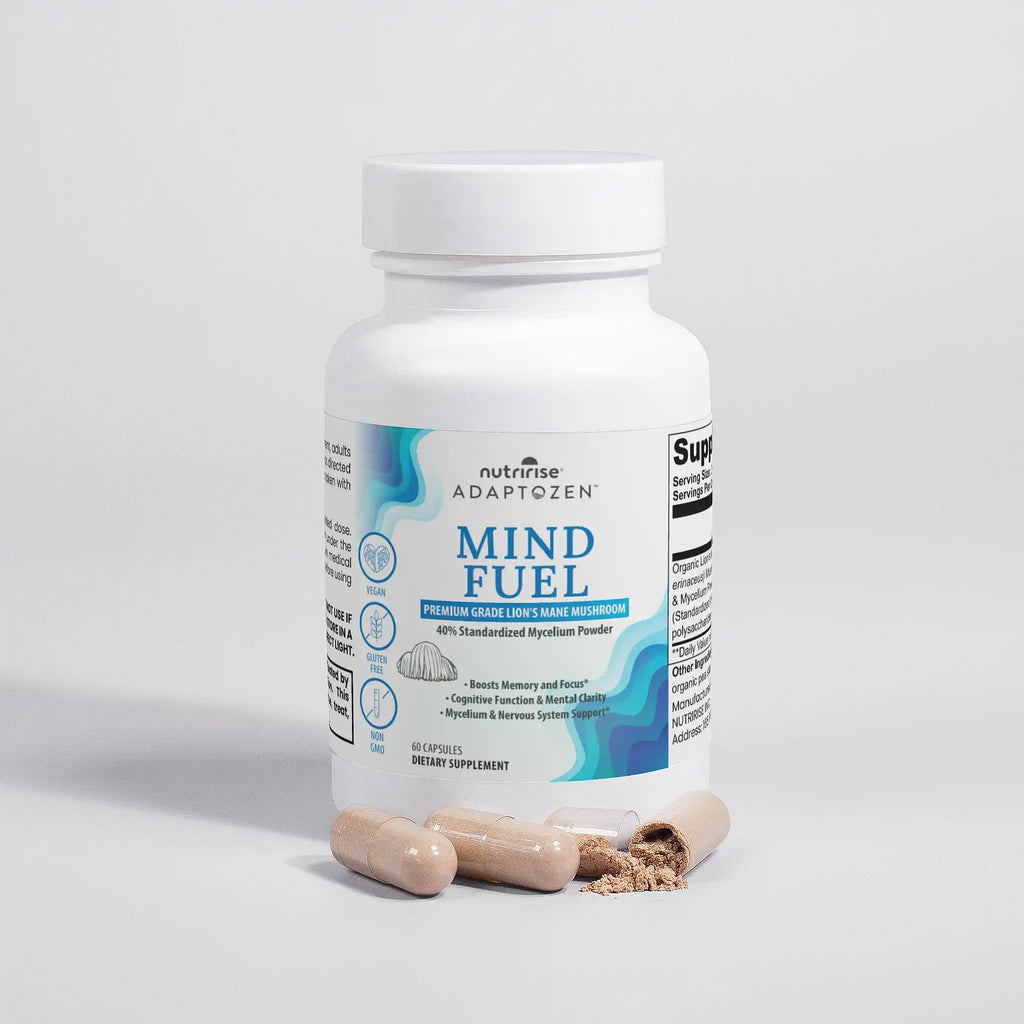 Lion's Mane Mushroom Capsules | Brain & Focus | AdaptoZen | NutriRise