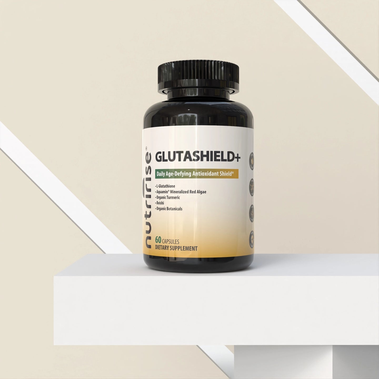 GlutaShield+ | L-Glutathione with Aquamin Mineralized Red Algae, Organic  Turmeric & Reishi  Daily Age-Reversal, Immunity & Detox Support  Vegan &  ...